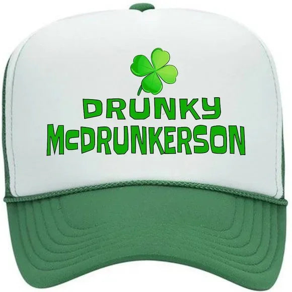 St. Patricks Day Drunky McDrunkerson Lucky Foam Trucker Mesh Snapback Cap Hat