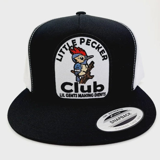 Little Pecker Club Embroidered Patch Flat Bill Trucker Mesh Snapback Cap