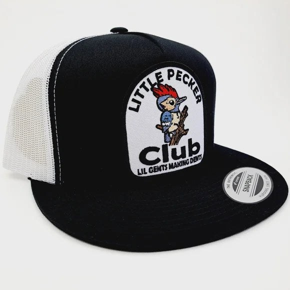Little Pecker Club Embroidered Patch Flat Bill Trucker Mesh Snapback Cap
