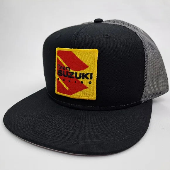 Suzuki Racing Embroidered Patch Otto Flat Bill Trucker Mesh Snapback