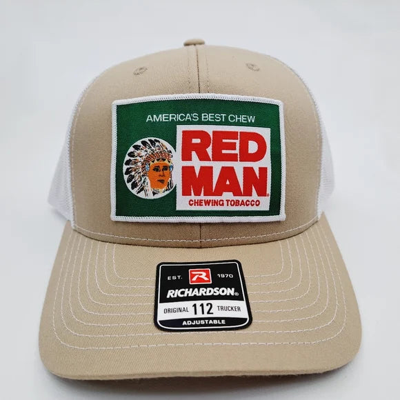 Red Man Richardson 112 Trucker Cap Hat Mesh Snapback Embroidered Patch