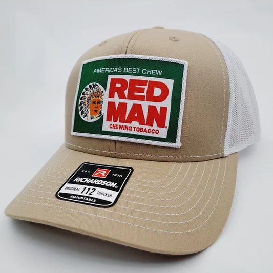 Red Man Richardson 112 Trucker Cap Hat Mesh Snapback Embroidered Patch