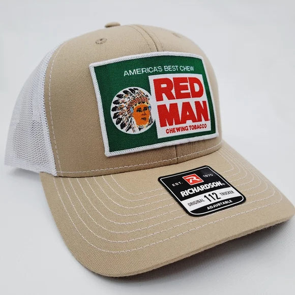 Red Man Richardson 112 Trucker Cap Hat Mesh Snapback Embroidered Patch