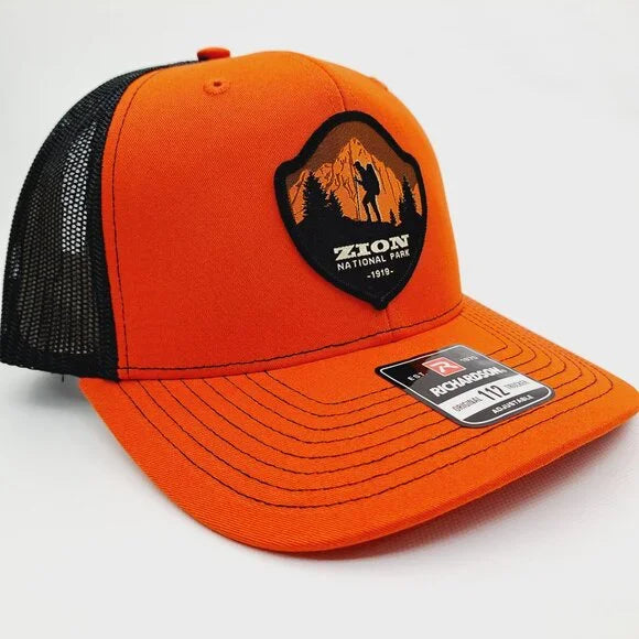 Zion National Park Woven Patch Hat Cap Richardson 112 Trucker Style Mesh Snapbac