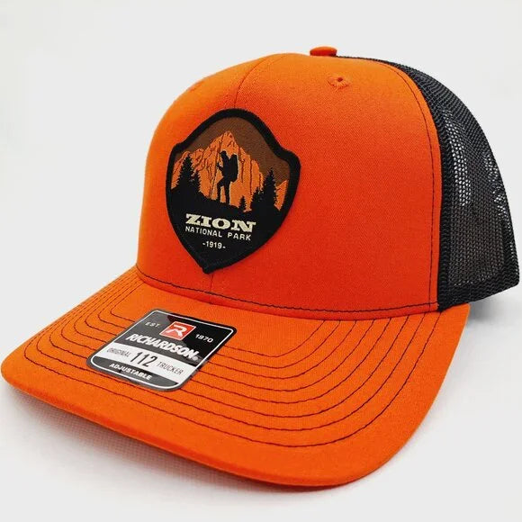 Zion National Park Woven Patch Hat Cap Richardson 112 Trucker Style Mesh Snapbac