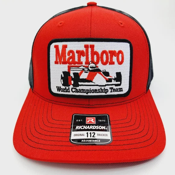Marlboro Racing Richardson 112 Embroidered Patch Trucker Mesh Snapback Cap Hat