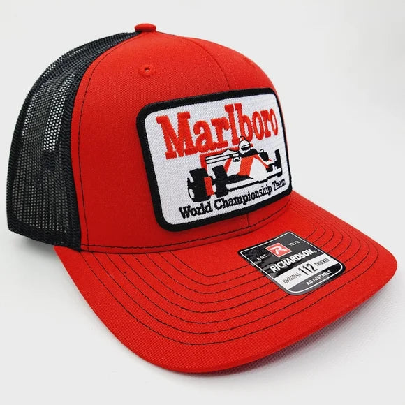 Marlboro Racing Richardson 112 Embroidered Patch Trucker Mesh Snapback Cap Hat