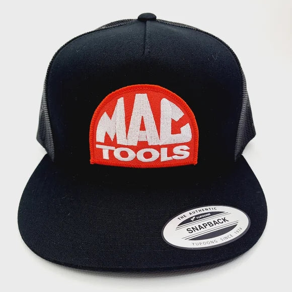 MAC Tools Flat Bill Trucker Embroidered Patch Mesh Snapback Cap Hat Black