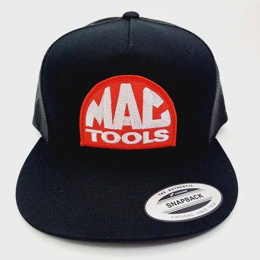 MAC Tools Flat Bill Trucker Embroidered Patch Mesh Snapback Cap Hat Black