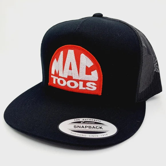 MAC Tools Flat Bill Trucker Embroidered Patch Mesh Snapback Cap Hat Black