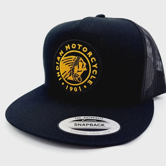 Indian Motorcycles Embroider Patch Flat Bill Trucker Mesh Snapback Cap Hat