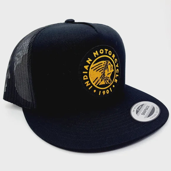 Indian Motorcycles Embroider Patch Flat Bill Trucker Mesh Snapback Cap Hat
