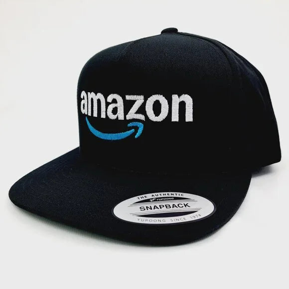 Amazon Embroidered Flat Bill Solid Cloth Snapback Baseball Cap Hat