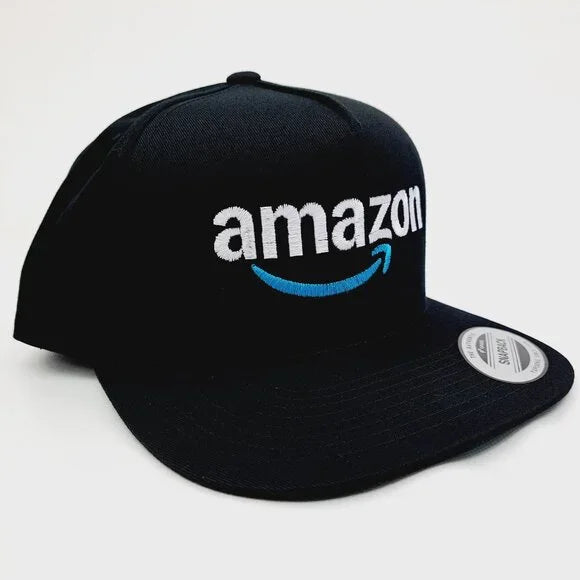 Amazon Embroidered Flat Bill Solid Cloth Snapback Baseball Cap Hat