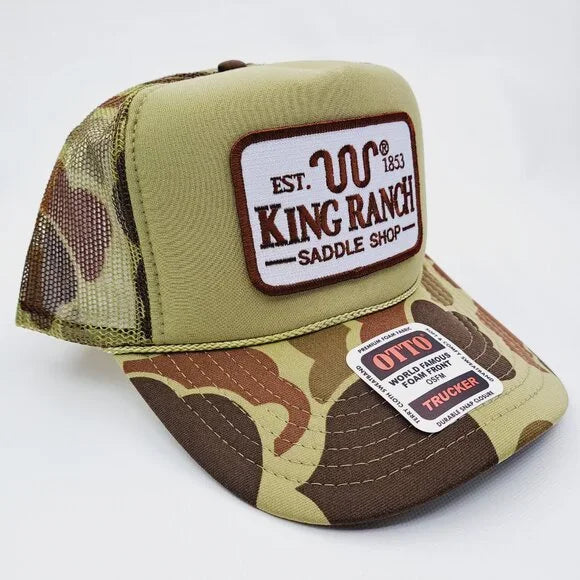 King Ranch Foam Trucker Mesh Snapback Hat Embroidered Patch Camouflage