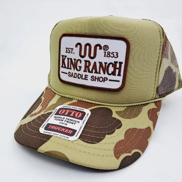 King Ranch Foam Trucker Mesh Snapback Hat Embroidered Patch Camouflage