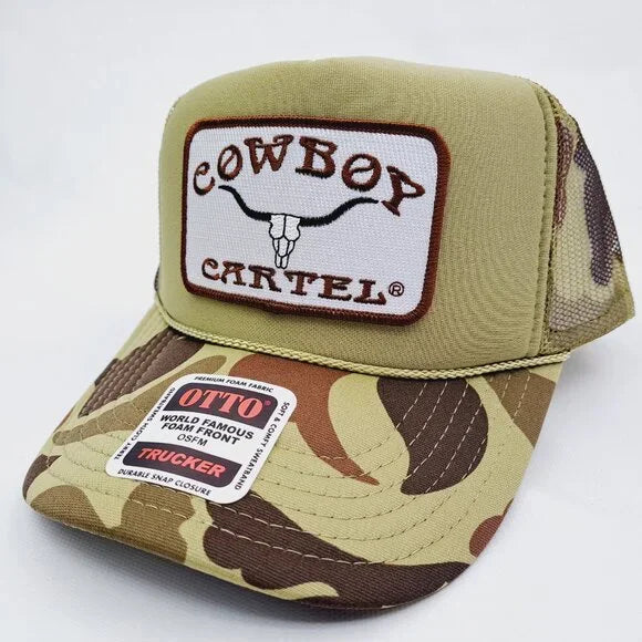 Cowboy Cartel Foam Trucker Mesh Snapback Hat Embroidered Patch Camouflage
