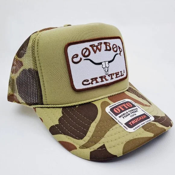 Cowboy Cartel Foam Trucker Mesh Snapback Hat Embroidered Patch Camouflage