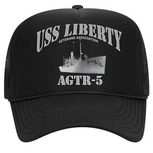 USS Liberty AGTR-5 U.S. Navy foam trucker mesh snapback hat black