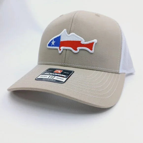 Texas Flag Redfish Embroidered Patch Richardson 112 Hat Trucker Mesh