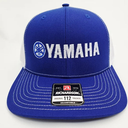 Yamaha Embroidered Trucker Mesh Snapback Cap Hat Blue Richardson 112