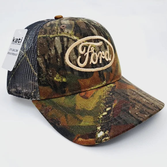 Ford Embroidered Trucker Cap Hat Mesh Snapback Camouflage