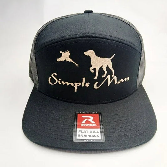 Simple Man Bird Dog 7 Panel Flat Bill Trucker Mesh Snapback Cap Hat