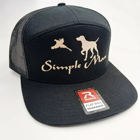 Simple Man Bird Dog 7 Panel Flat Bill Trucker Mesh Snapback Cap Hat