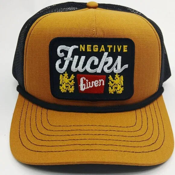 Negative F's Given Embroidered Patch Ripstop Foam Trucker Cap Hat Mesh Snapback