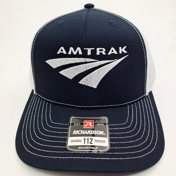 Amtrak Train Richardson 112 Trucker Mesh Snapback Cap Hat Embroidered Navy Blue