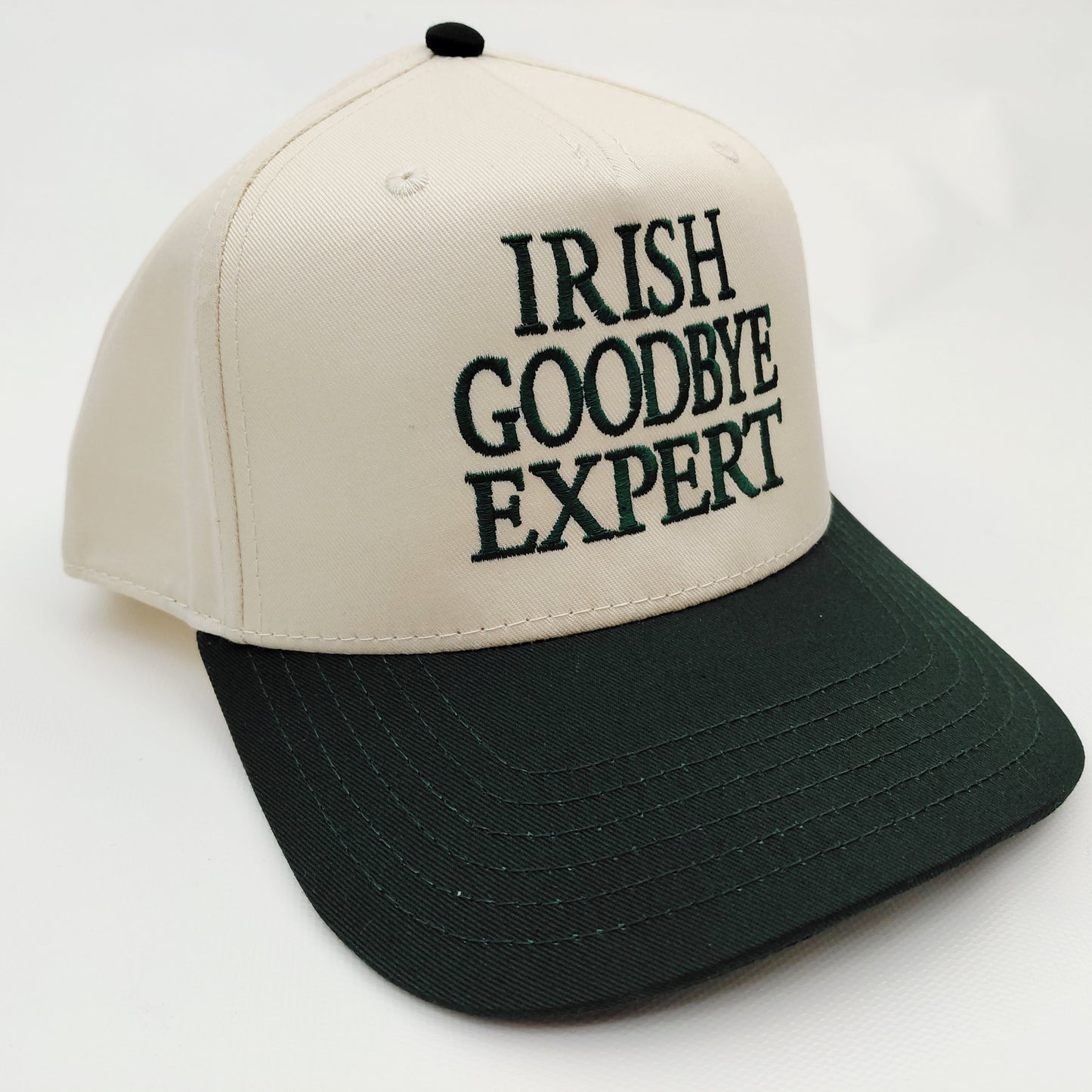 Irish Goodbye Expert St. Patrick's Day Lucky Hat 5 Panel Snapback Cap Green / Beige