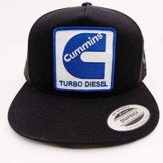 Cummins Turbo Diesel Hat Embroidered Patch Flat Bill Mesh Snapback Cap