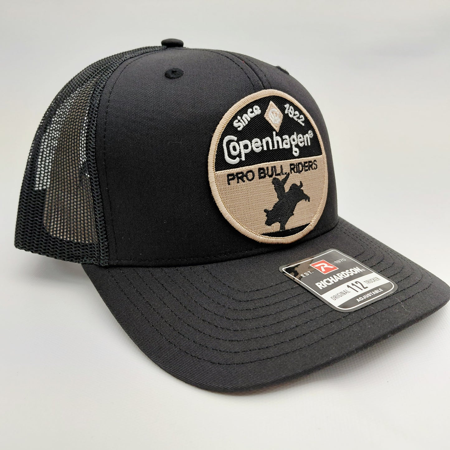 Copenhagen Embroidered Patch Richardson 112 Trucker Mesh Snapback Cap Hat Black