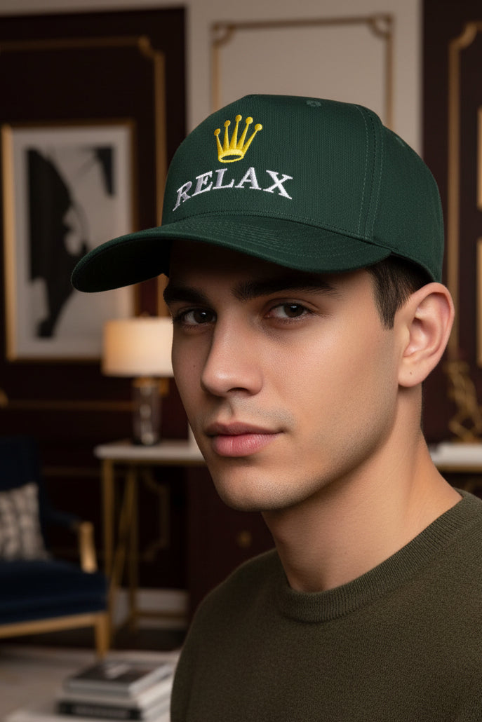 Relax 5 Panel Snapback Hat Embroidered Crown Rolex Parody