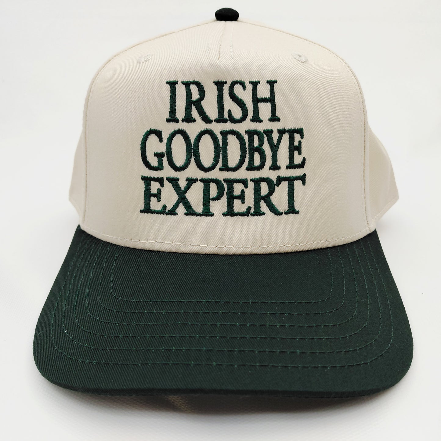 Irish Goodbye Expert St. Patrick's Day Lucky Hat 5 Panel Snapback Cap Green / Beige