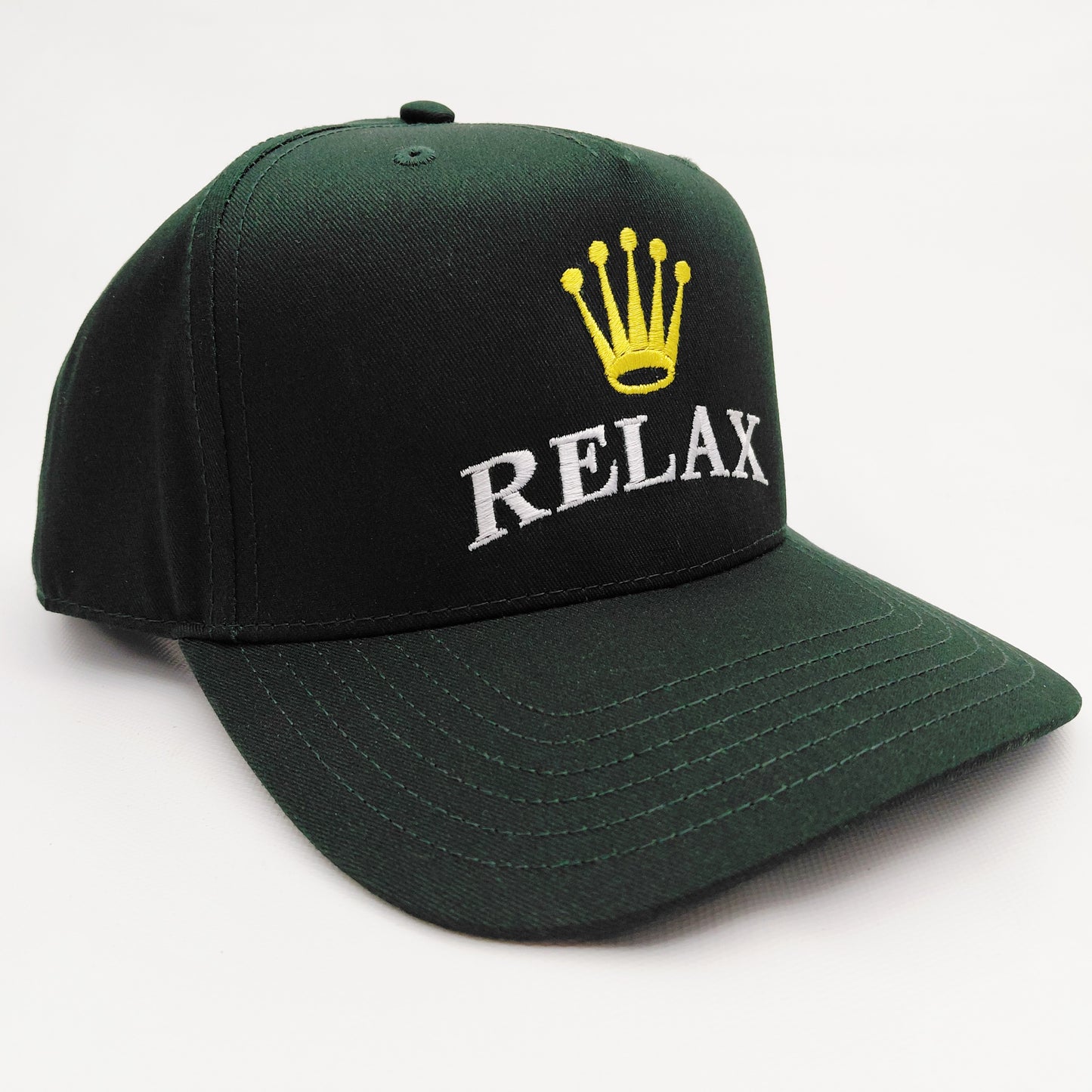 Relax 5 Panel Snapback Hat Embroidered Crown Rolex Parody
