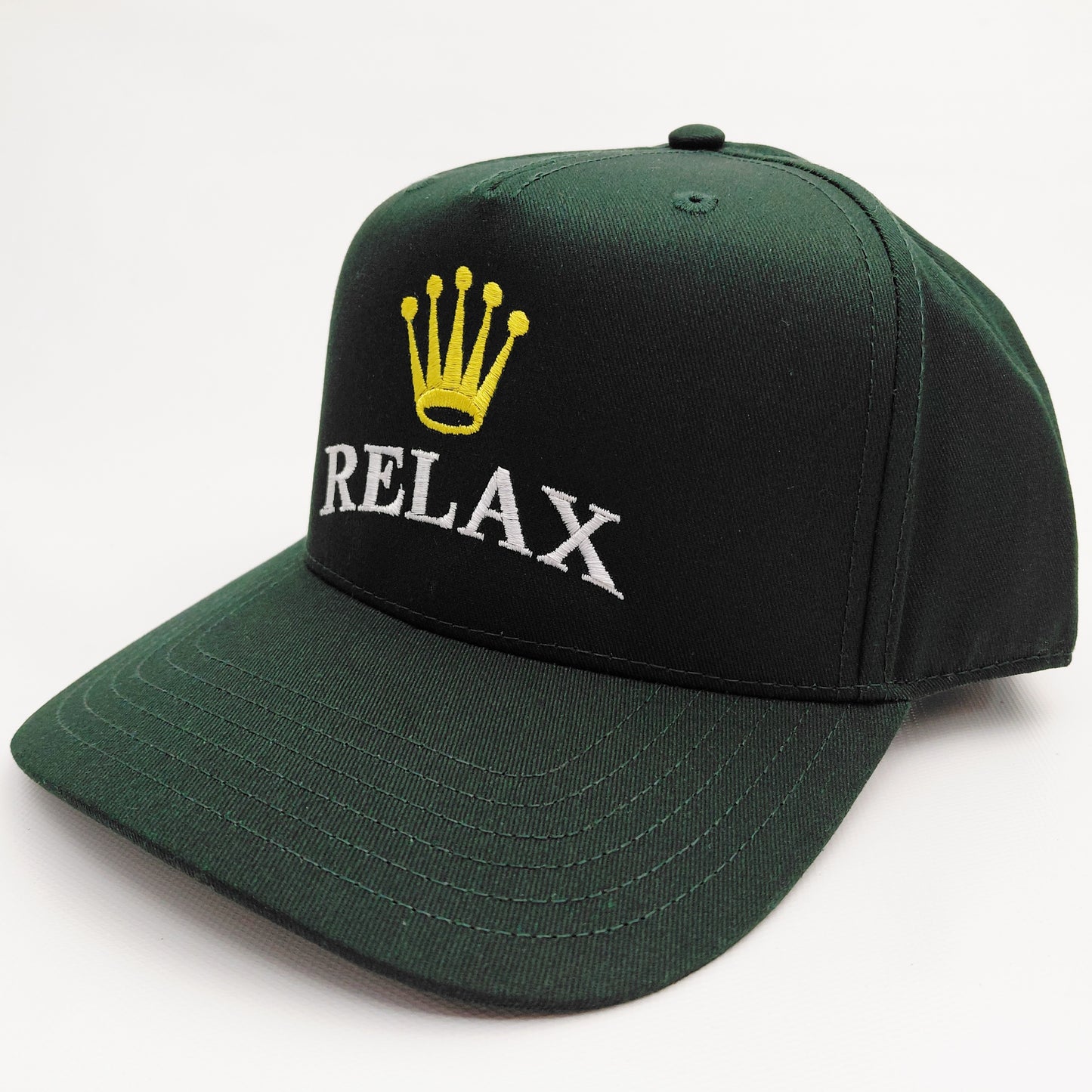 Relax 5 Panel Snapback Hat Embroidered Crown Rolex Parody