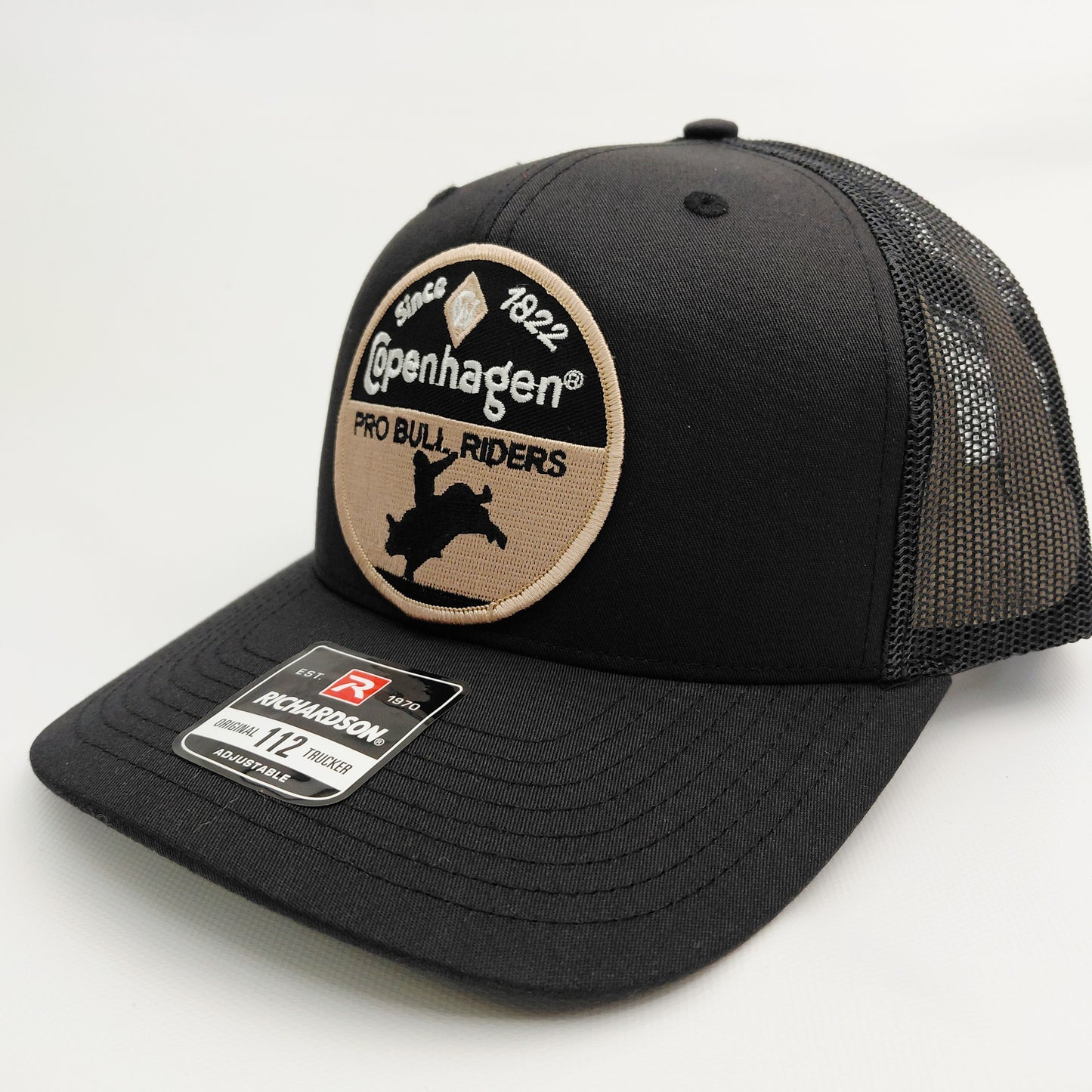 Copenhagen Embroidered Patch Richardson 112 Trucker Mesh Snapback Cap Hat Black