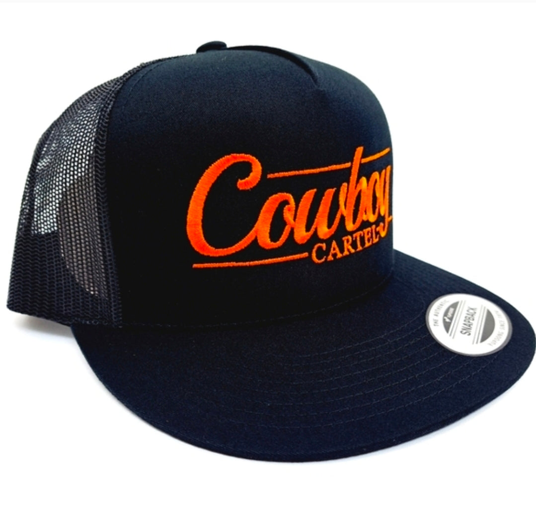 Cowboy Cartel Flat Bill Trucker Mesh Snapback Black Yupoong 6006