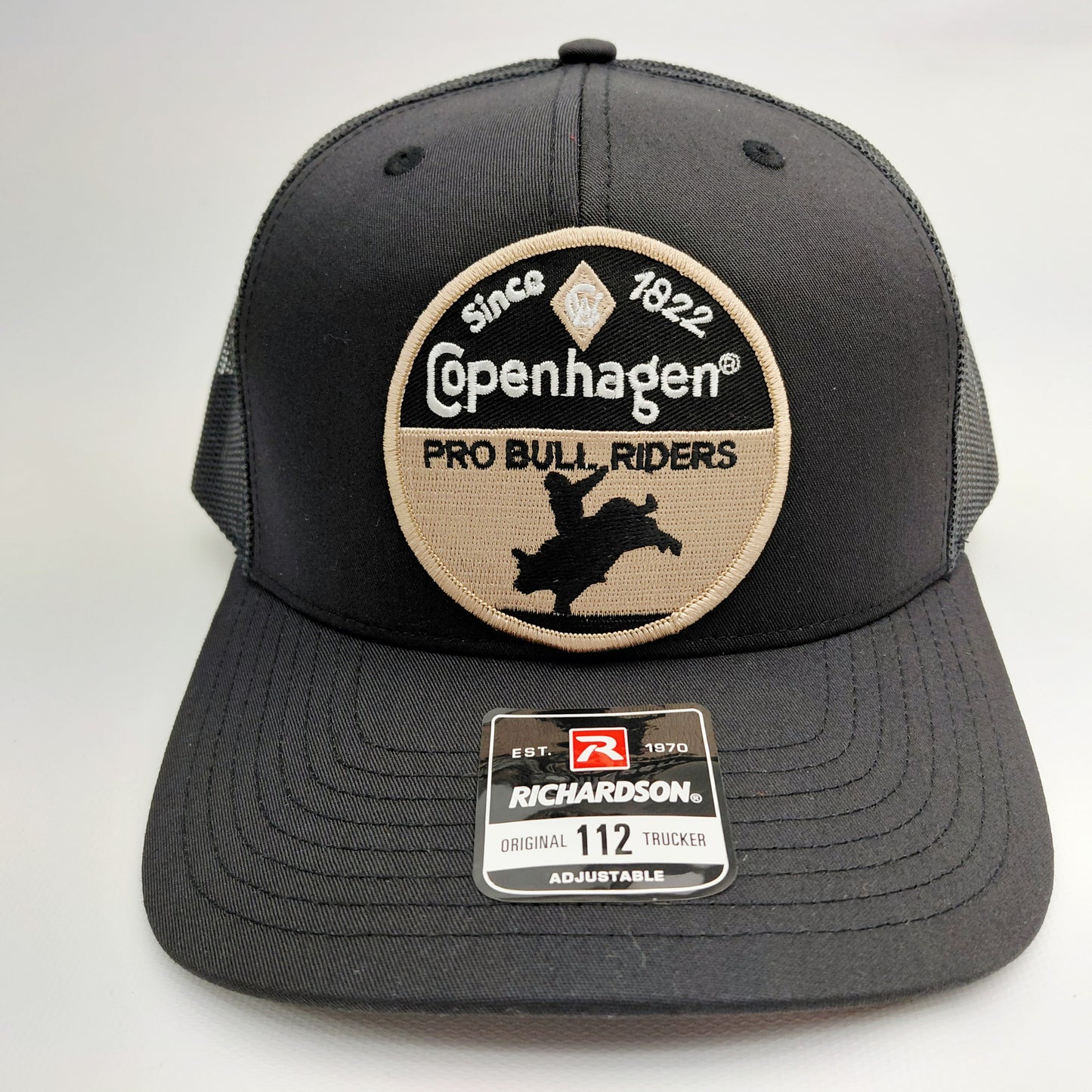 Copenhagen Embroidered Patch Richardson 112 Trucker Mesh Snapback Cap Hat Black