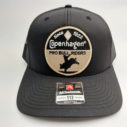 Copenhagen Embroidered Patch Richardson 112 Trucker Mesh Snapback Cap Hat Black