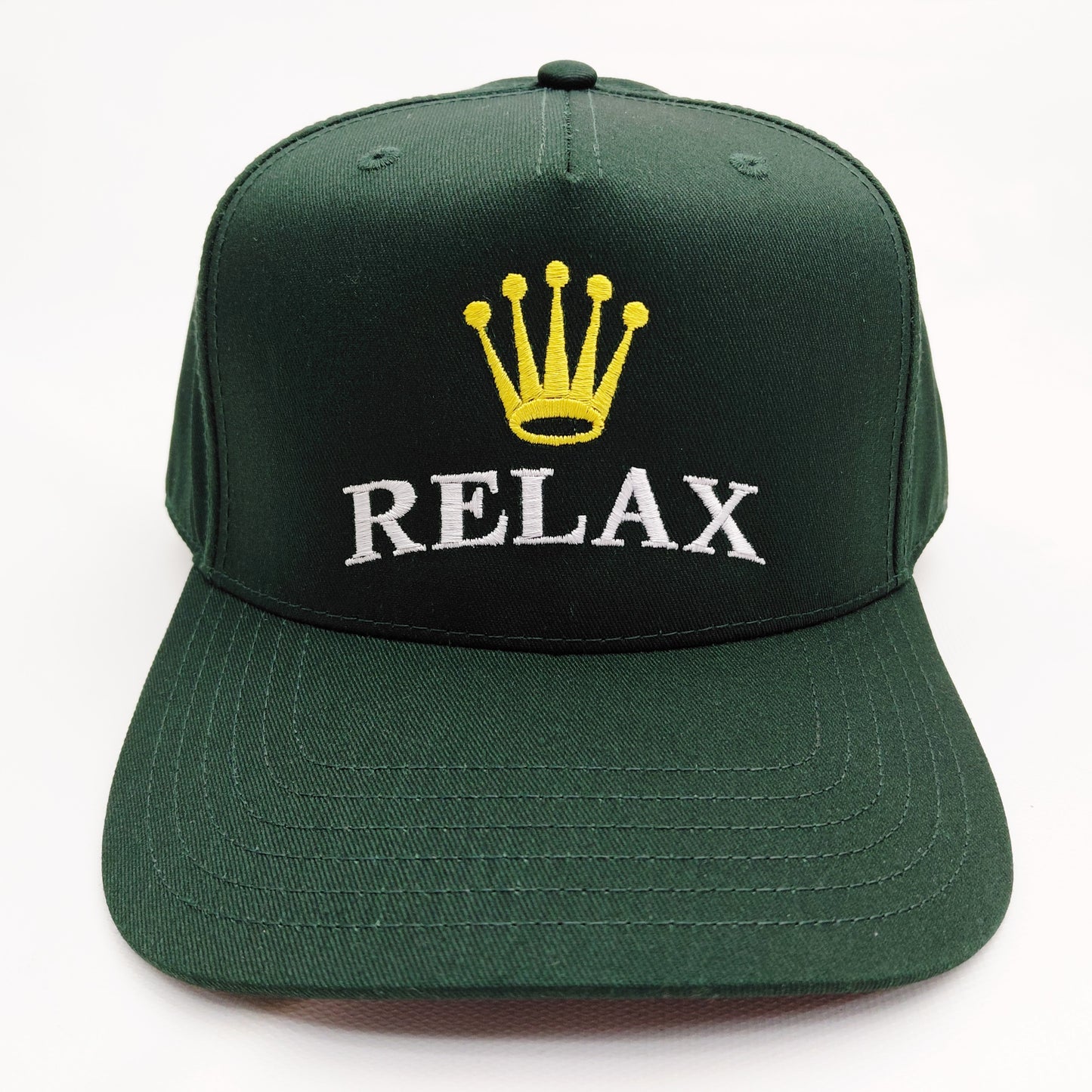 Relax 5 Panel Snapback Hat Embroidered Crown Rolex Parody