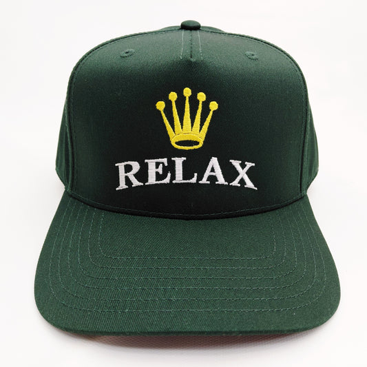 Relax 5 Panel Snapback Hat Embroidered Crown Rolex Parody