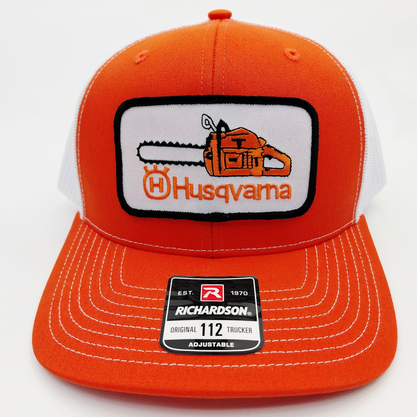 Husqvarna Chainsaws Richardson 112 Trucker Mesh Snapback Orange Embroidered Patch