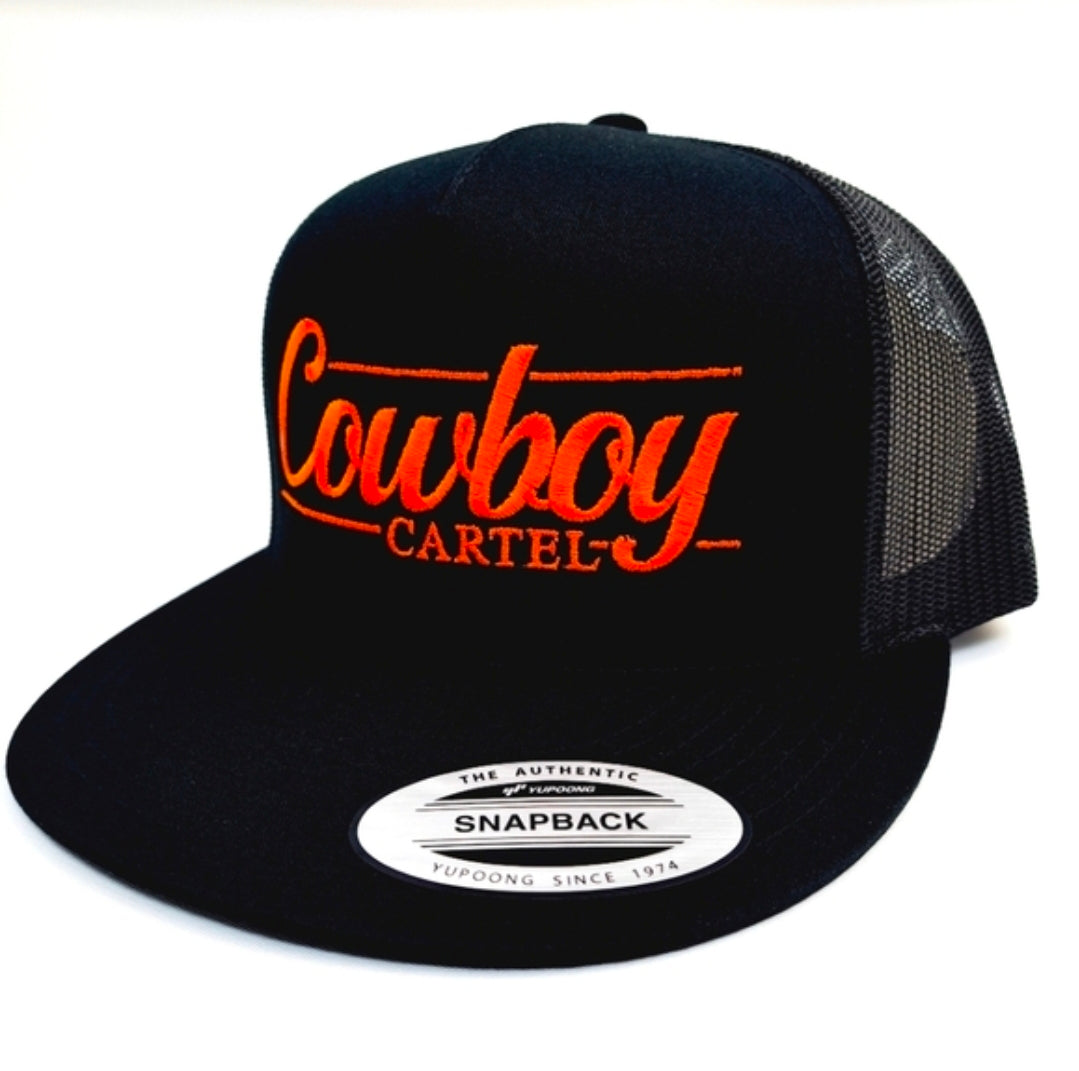 Cowboy Cartel Flat Bill Trucker Mesh Snapback Black Yupoong 6006
