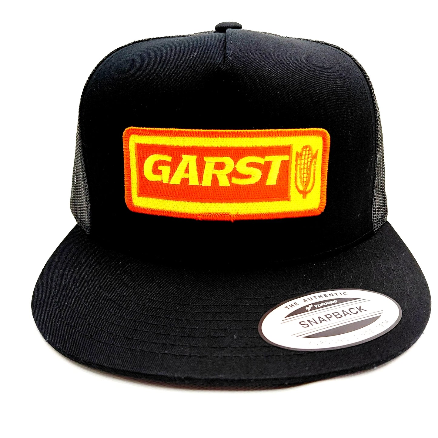 Garst Seeds Hat Embroidered Patch Flat Bill Mesh Snapback Cap