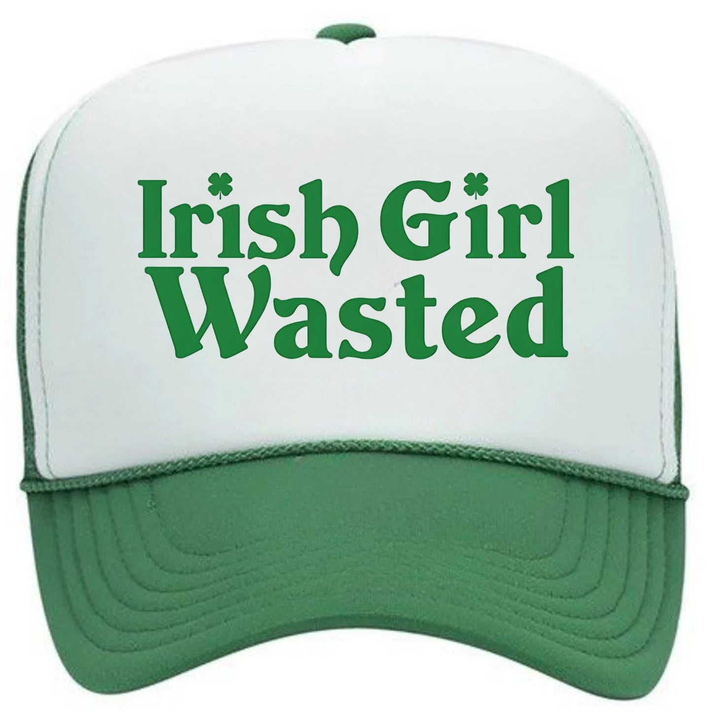 St. Patrick's Day Irish Girl Wasted Hat Foam Trucker Snapback Cap Green