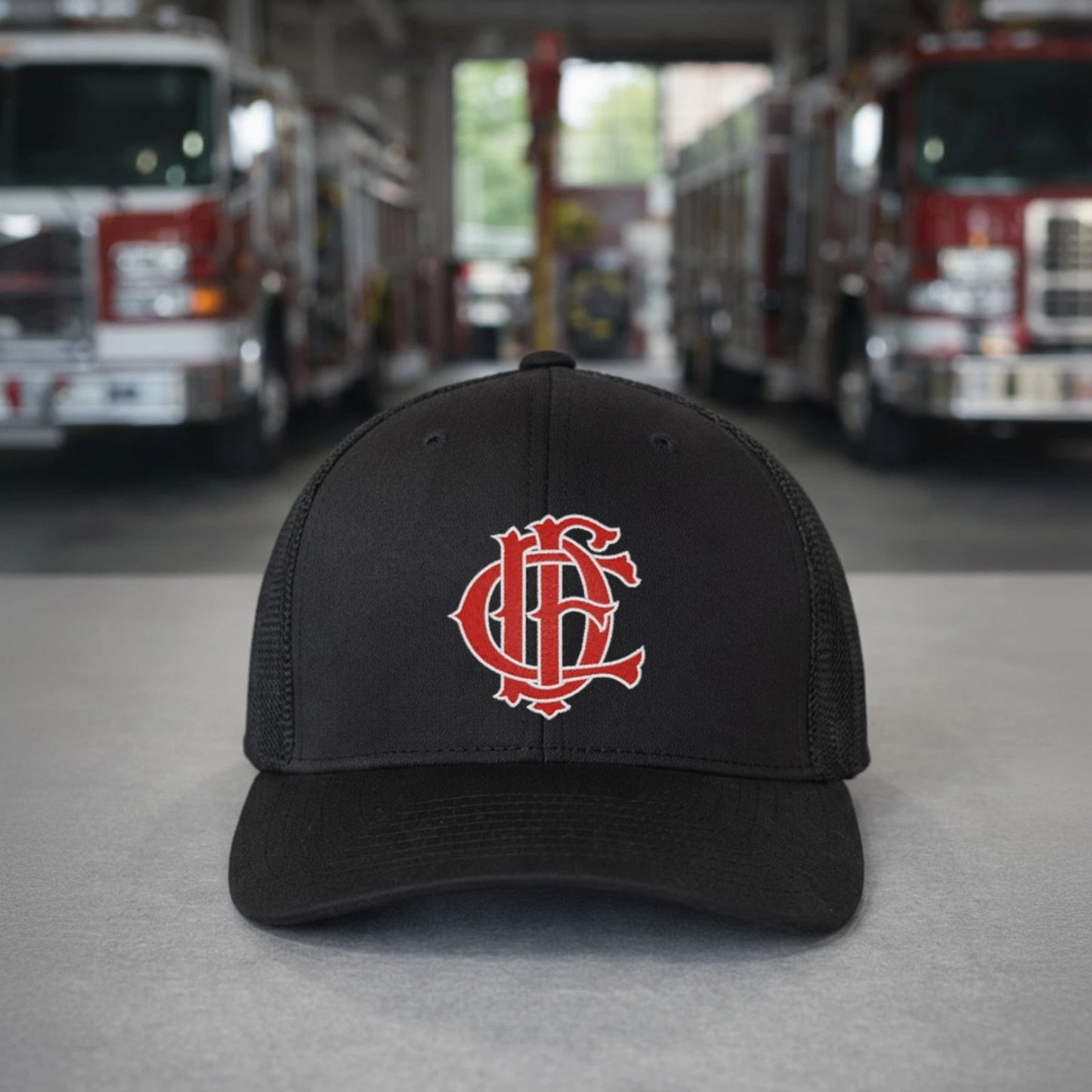 Chicago Fire Dept. Flexfit Fitted Hat Cap Embroidered Black (Pick Your Size)