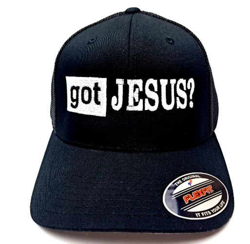 Got Jesus? Christian Religious Flexfit Fitted Hat Cap Embroidered Black