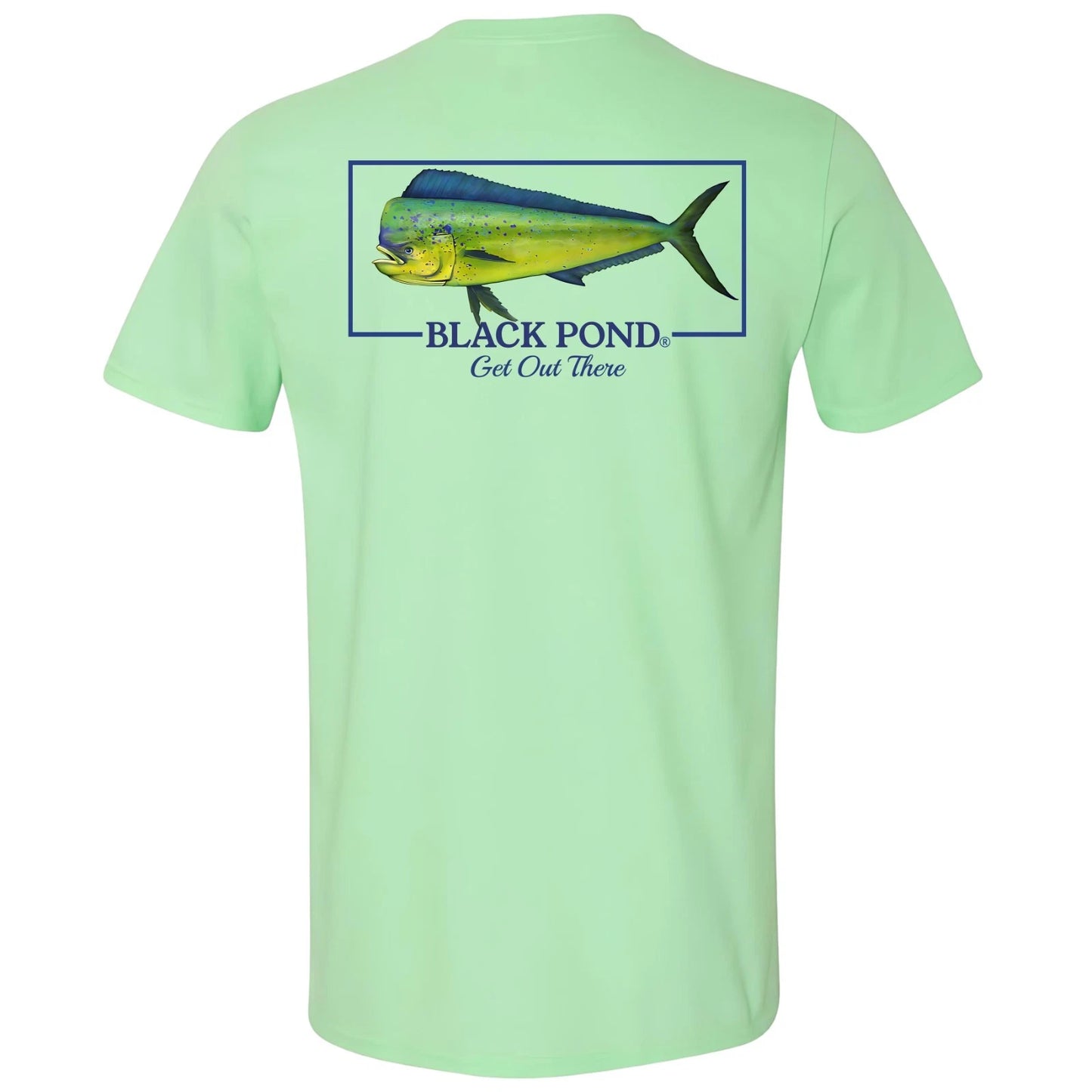 Pond Saltwater Series Men's T-shirt Offshore Fishing Mahi Dorado Dolphin Black